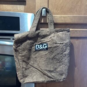 Dolce & Gabbana Faux fur Brown shopper Tote Bag